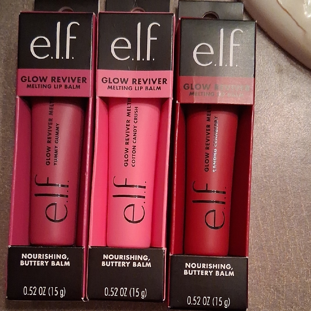 Elf Glow Reviver Melting Lip Balm Set - Cranberry, Cotton Candy, Yummy Gummy